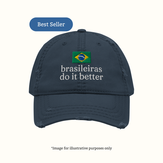 Brasileiras Do It Better™ Distressed Navy Dad Hat