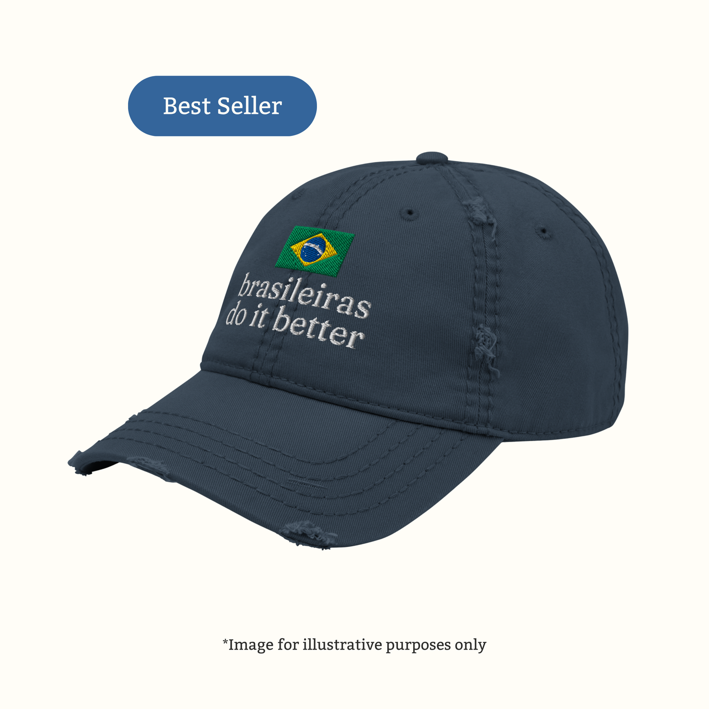 Brasileiras Do It Better™ Distressed Navy Dad Hat